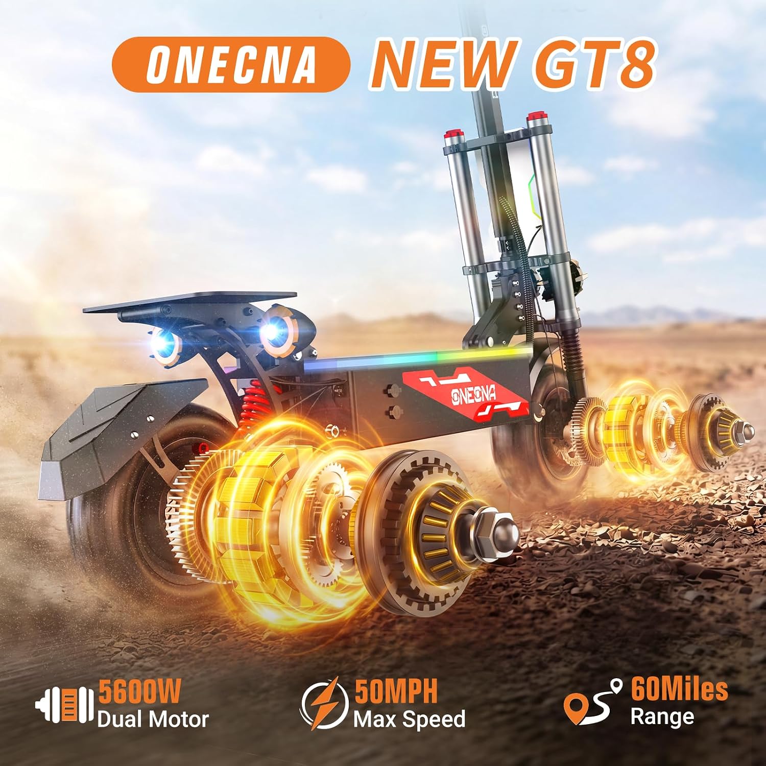 ONECNA GT8PRO Adult Electric S - 60V 5600W Dual Motor Electric Scooter ulasan dan harga